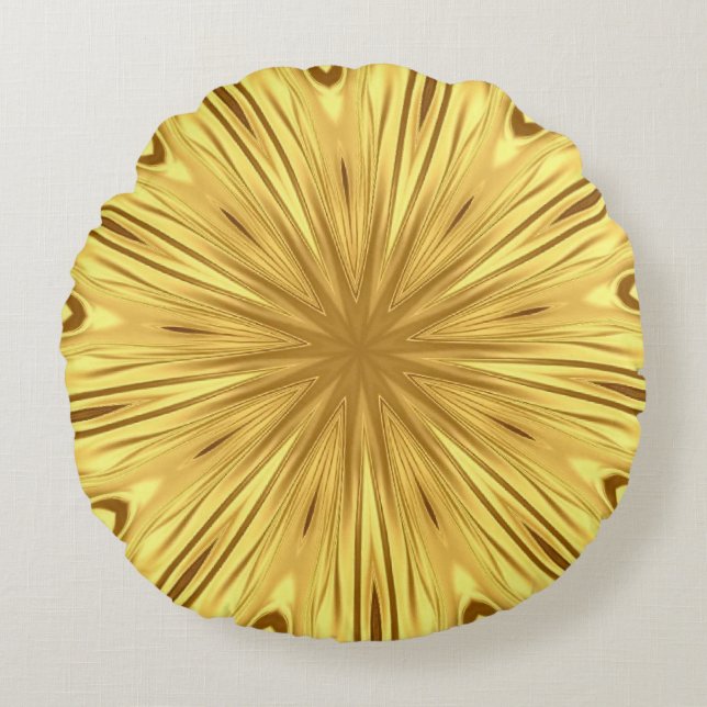 The Gilded Zenith: Molten Gold & Deep Crimson Luxu Rond Kussen (Voorkant)