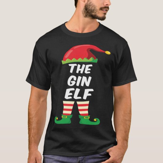 The Gin Elf Family Matching Funny Christmas Costum T-shirt (Voorkant)