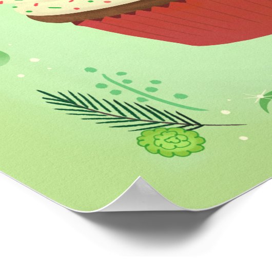 The Gingerbread Man op feestelijke Cupcake Art Pri Poster (Hoek)