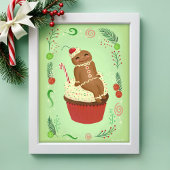 The Gingerbread Man op feestelijke Cupcake Art Pri Poster
