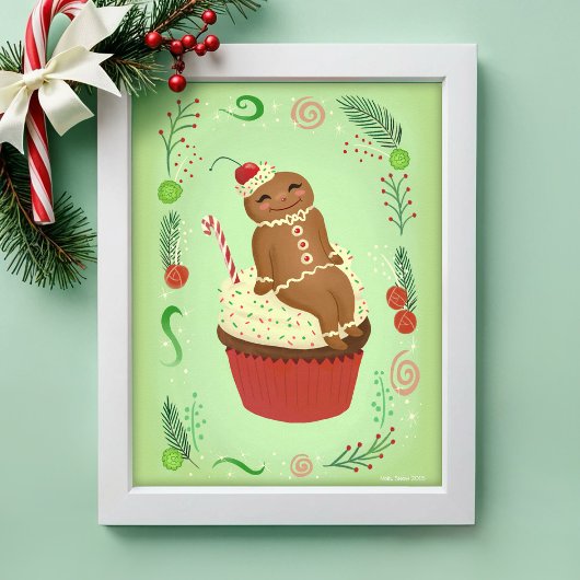 The Gingerbread Man op feestelijke Cupcake Art Pri Poster