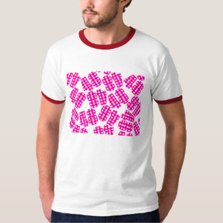 The gingham check with red and white. at random t-shirt