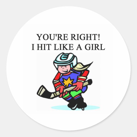the girl hockey player ronde sticker (Voorkant)
