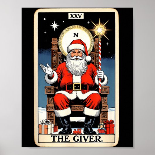 The Giver Santa Tarot Card Style Christmas Graphic Poster (Voorkant)