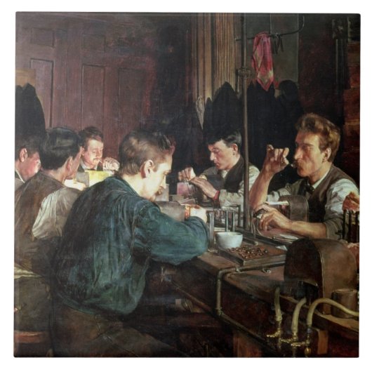 The Glass Blowers, 1883 (olie op canvas) Tegeltje (Voorkant)