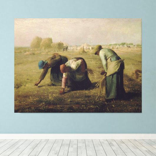 The Gleaners by Jean-François Millet 1857 Canvas Afdruk (Insitu (Houten vloer))