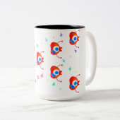 The Glitchy Stardust Monster Tweekleurige Koffiemok (Voorkant rechts)