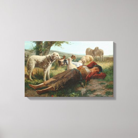 The Goatherder Girl's Siesta (door Carlo Ademollo) Canvas Afdruk (Voorkant)