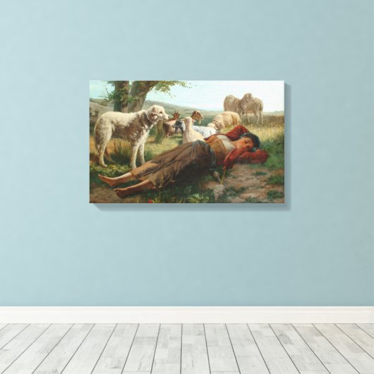 The Goatherder Girl's Siesta (door Carlo Ademollo) Canvas Afdruk (Insitu (Houten vloer))