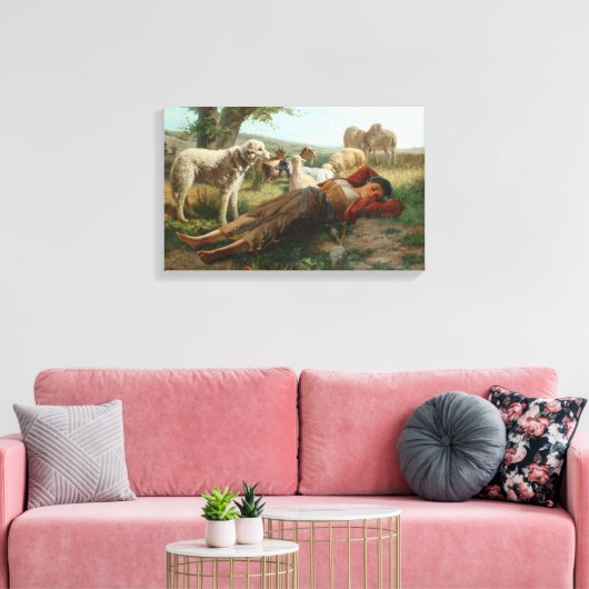 The Goatherder Girl's Siesta (door Carlo Ademollo) Canvas Afdruk (Insitu (Woonkamer))