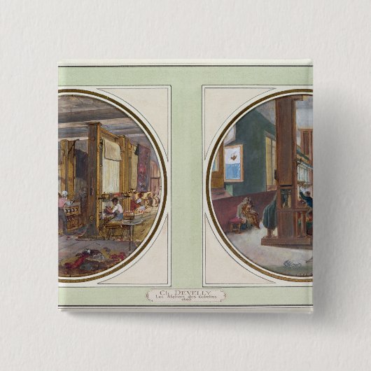 The Gobelins Workshop, 1840 Vierkante Button 5,1 Cm (Voorkant)