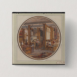 The Gobelins Workshop, 1840 Vierkante Button 5,1 Cm