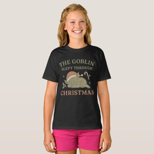 The Goblin Slept Through Christmas Kids’ T-Shirt (Voorkant volledig)