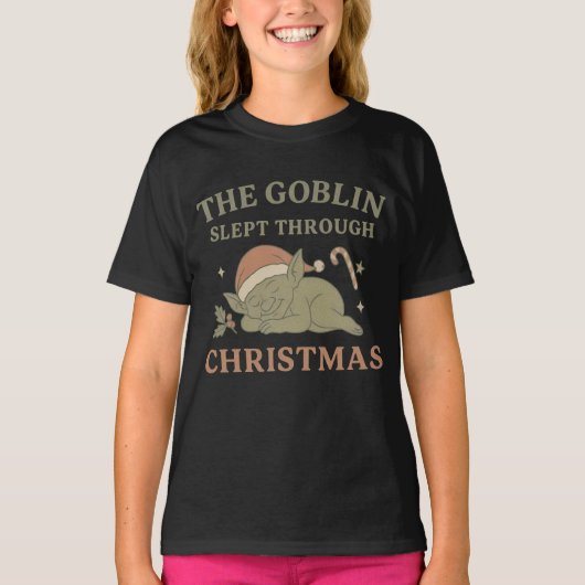 The Goblin Slept Through Christmas Kids’ T-Shirt (Voorkant)