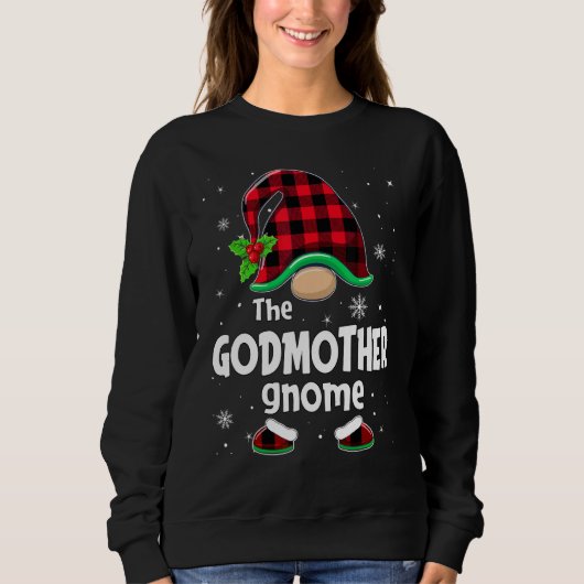The Godmother Gnome Buffalo Plaid Christmas Matchi Trui (Voorkant)