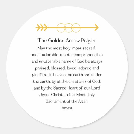 The Golden Arrow Prayer Round Sticker (Voorkant)