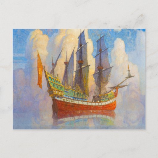 The Golden Galleon, 1922, van Newell Convers Wyeth Briefkaart (Voorkant)