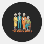 The Golden Ghouls Skeleton Halloween Idea Funny  Ronde Sticker (Voorkant)