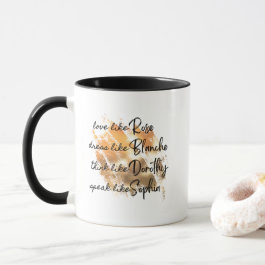 The Golden Girls Black and White Typography Gold Mok (Met donut)