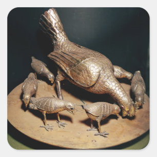 The Golden Hen en haar Chicks Vierkante Sticker