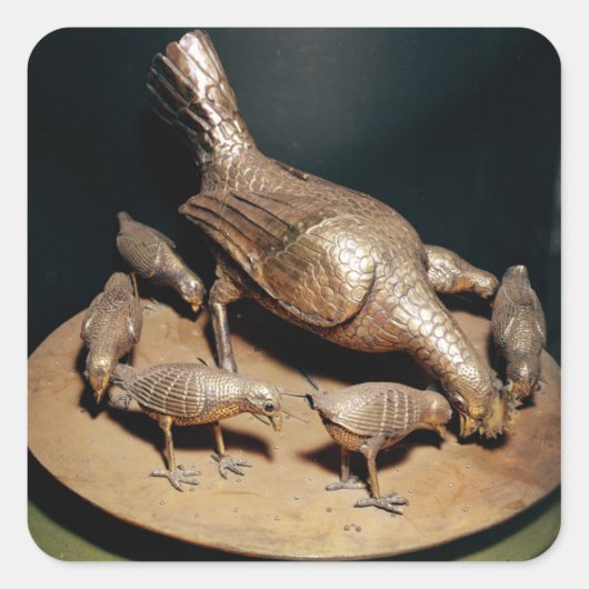The Golden Hen en haar Chicks Vierkante Sticker (Voorkant)