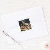 The Golden Hen en haar Chicks Vierkante Sticker (Envelop)