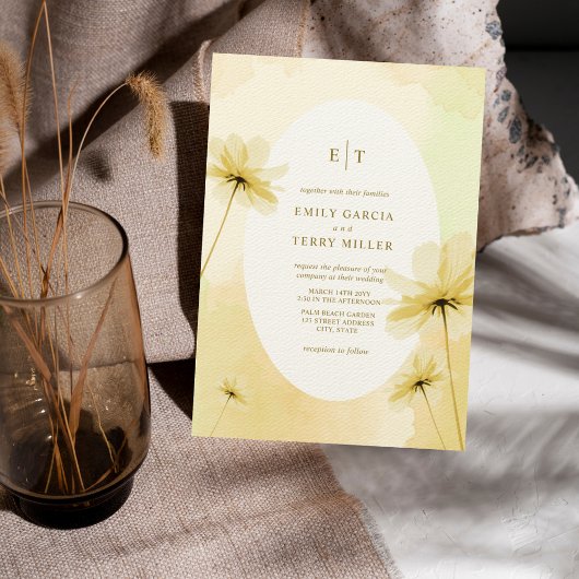 The Golden Hour Grace Foto & Monogram Huwelijk Kaart