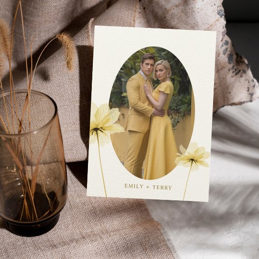 The Golden Hour Grace Foto & Monogram Huwelijk Kaart