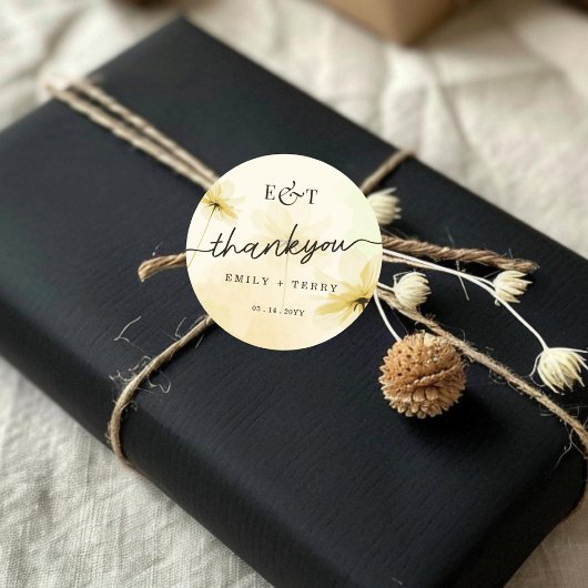 The Golden Hour Grace & Monogram Wedding Dank je w Ronde Sticker