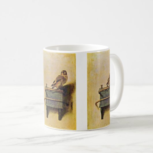 The Goldfinch, Puttertje by Carel Fabritius Koffiemok (Voorkant rechts)