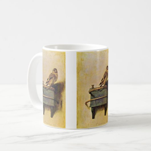 The Goldfinch, Puttertje by Carel Fabritius Koffiemok (Voorkant links)