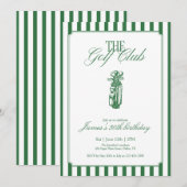 The Golf Club Golf Birthday Party Green Stripe  Kaart (Voorkant / Achterkant)