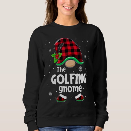 The Golfing Gnome Buffalo Plaid Christmas Matching Trui (Voorkant)