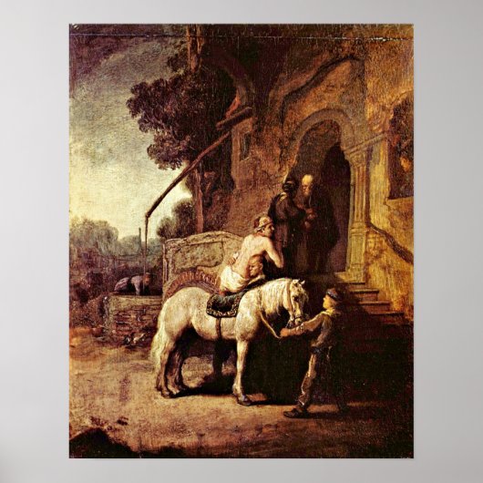 The Good Samaritan by Rembrandt van Rijn Poster (Voorkant)