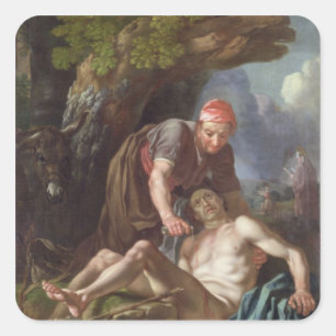 The Good Samaritan, c.1751-52 (olie op canvas) Vierkante Sticker