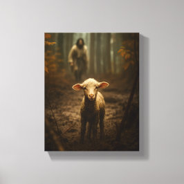 The Good Shepherd and the Lost Lamb Canvas Afdruk