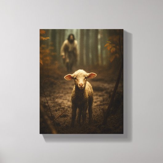 The Good Shepherd and the Lost Lamb Canvas Afdruk (Voorkant)