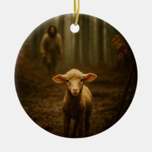 The Good Shepherd and the Lost Lamb – Jesus & Lamb Keramisch Ornament (Voorkant)