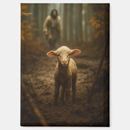 The Good Shepherd and the Lost Lamb – Jesus & Lamb Magneet (Voorkant)