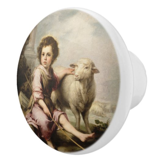 The Good Shepherd, Esteban Murillo Keramische Knop (Rechts)