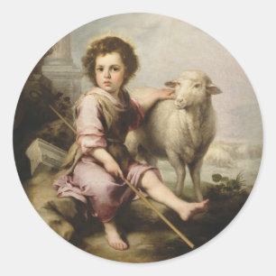 The Good Shepherd, Esteban Murillo Ronde Sticker