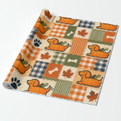 The Goodog™ Pompoen Patchwork Pup Cadeaupapier (Uitgerold)