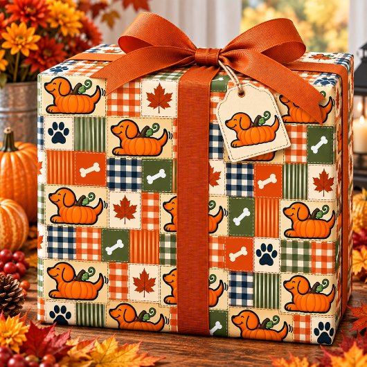 The Goodog™ Pompoen Patchwork Pup Cadeaupapier