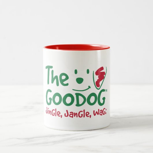The Goodog™ Smiling Dog Silhouette Christmas Tweekleurige Koffiemok (Center)