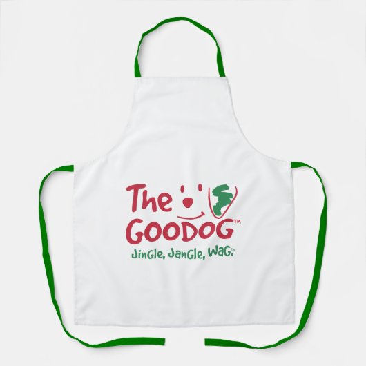 The Goodog™ Smiling Dog Silhouette Green Holiday Schort (Voorkant)