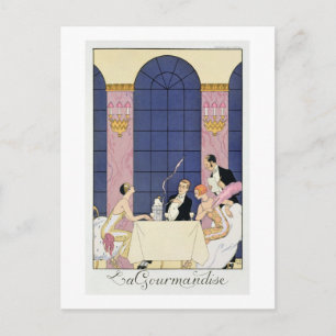 The Gourmands, 1920-30 (pochoir print) Briefkaart