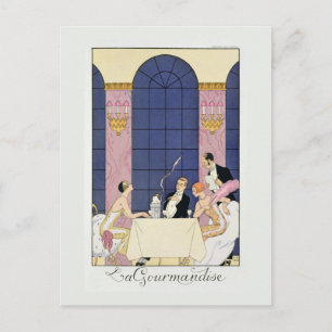 The Gourmands, 1920-30 (pochoir print) Briefkaart