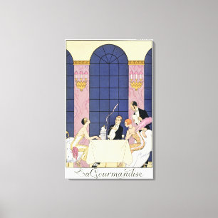 The Gourmands, 1920-30 (pochoir print) Canvas Afdruk
