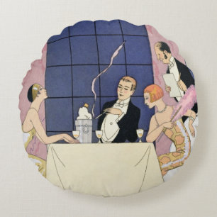 The Gourmands, 1920-30 (pochoir print) Rond Kussen