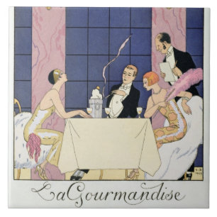 The Gourmands, 1920-30 (pochoir print) Tegeltje